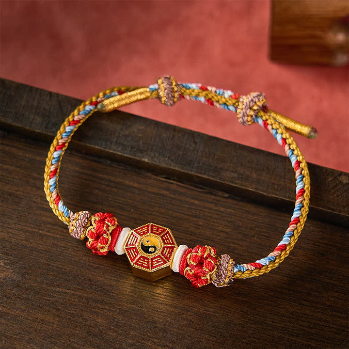 Buddha Stones Buntes, handgewebtes Armband mit Bagua-Motiv und chinesischer Münze im tibetischen Stil. - image 9