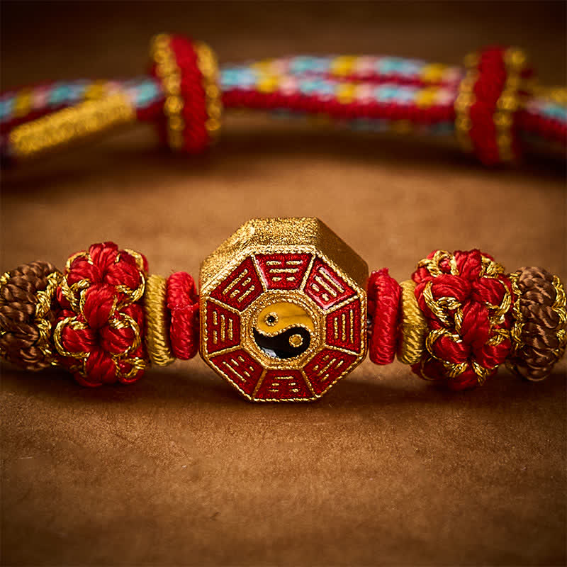 Buddha Stones Buntes, handgewebtes Armband mit Bagua-Motiv und chinesischer Münze im tibetischen Stil. - image 5