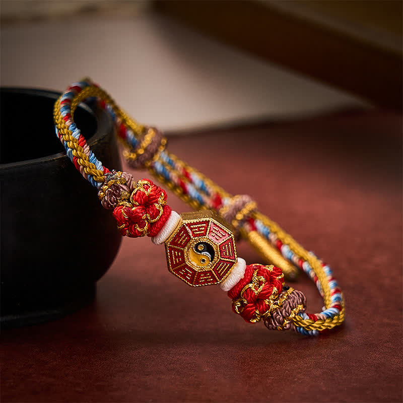 Buddha Stones Buntes, handgewebtes Armband mit Bagua-Motiv und chinesischer Münze im tibetischen Stil. - image 10