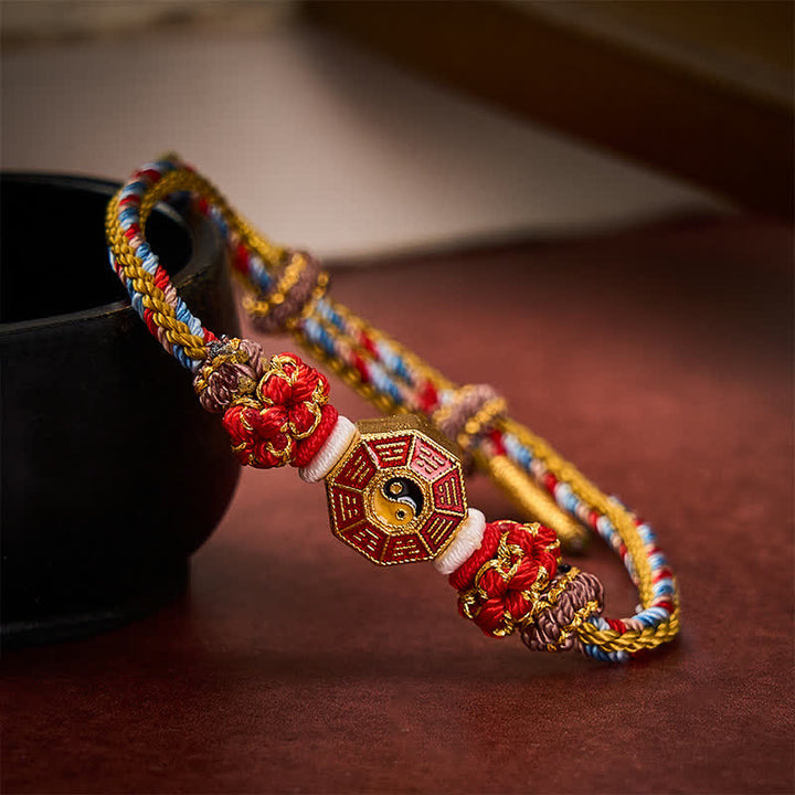 Buddha Stones Buntes, handgewebtes Armband mit Bagua-Motiv und chinesischer Münze im tibetischen Stil. - image 10