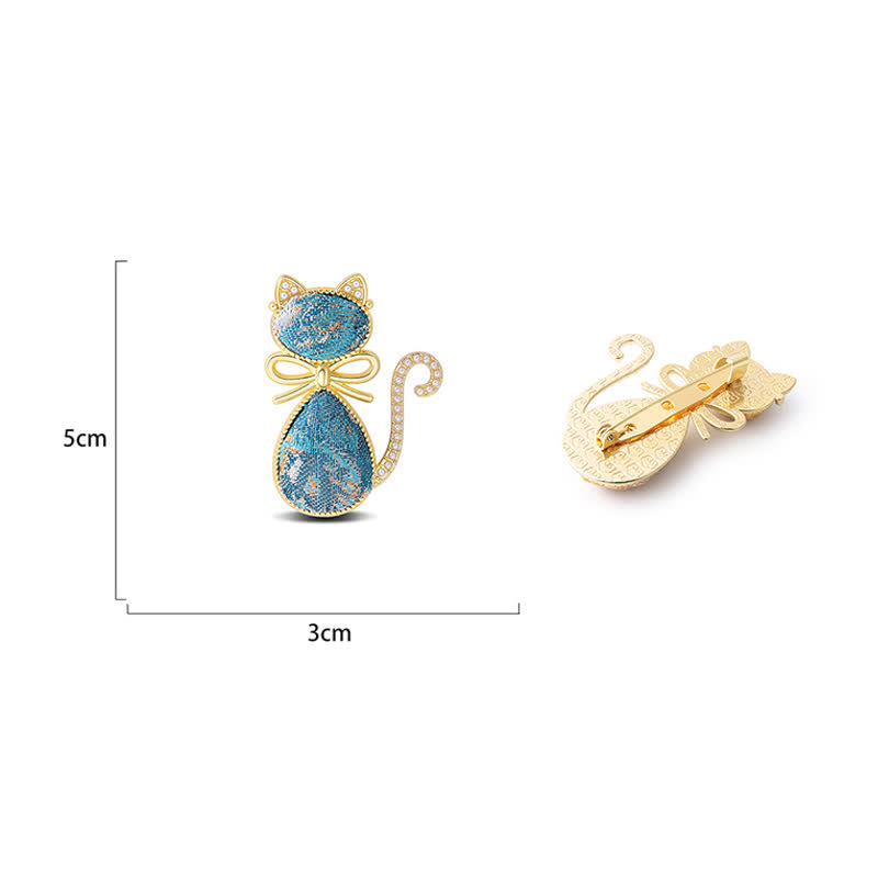 Buddha Stones Perlenlied Brokat Katze Schleife Reinheit Brosche - image 14