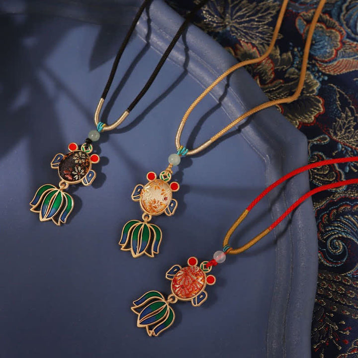 Buddha Stones Song Brocade Koi Fish Success Emaille Anhänger Guofeng Halskette - image 1