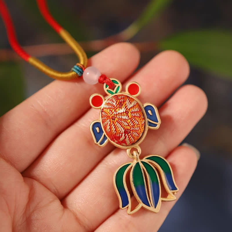 Buddha Stones Song Brocade Koi Fish Success Emaille Anhänger Guofeng Halskette - image 0