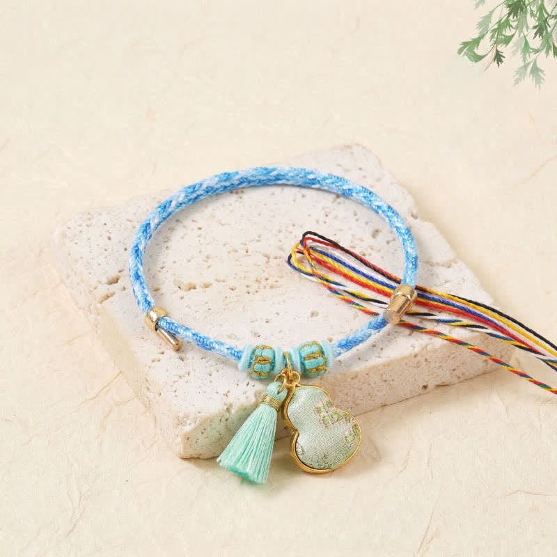 Buddha Stones Fünffarbiges rotes Armband aus Brokatkürbis mit Schnurmotiv zum Schutz - image 2