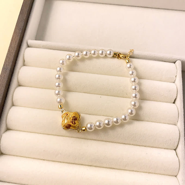 Buddha Stones Perlenlied Brokat Klee Reinheit Neues chinesisches Armband - Gold (Gleicher Farbton – Muster variiert) - image 2