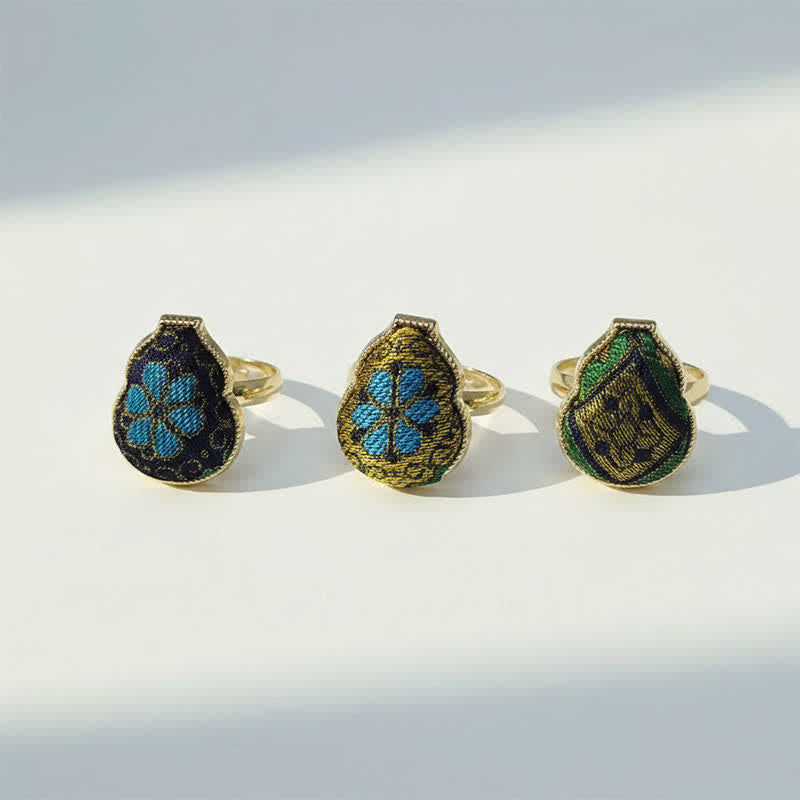 Buddha Stones Song Brokat-Ring in Kürbisform, verstellbar, Vintage-Stil, chinesischer Stil - image 13