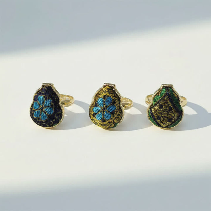 Buddha Stones Song Brokat-Ring in Kürbisform, verstellbar, Vintage-Stil, chinesischer Stil - image 13