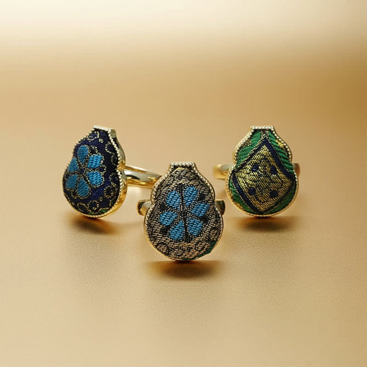 Buddha Stones Song Brokat-Ring in Kürbisform, verstellbar, Vintage-Stil, chinesischer Stil - image 12