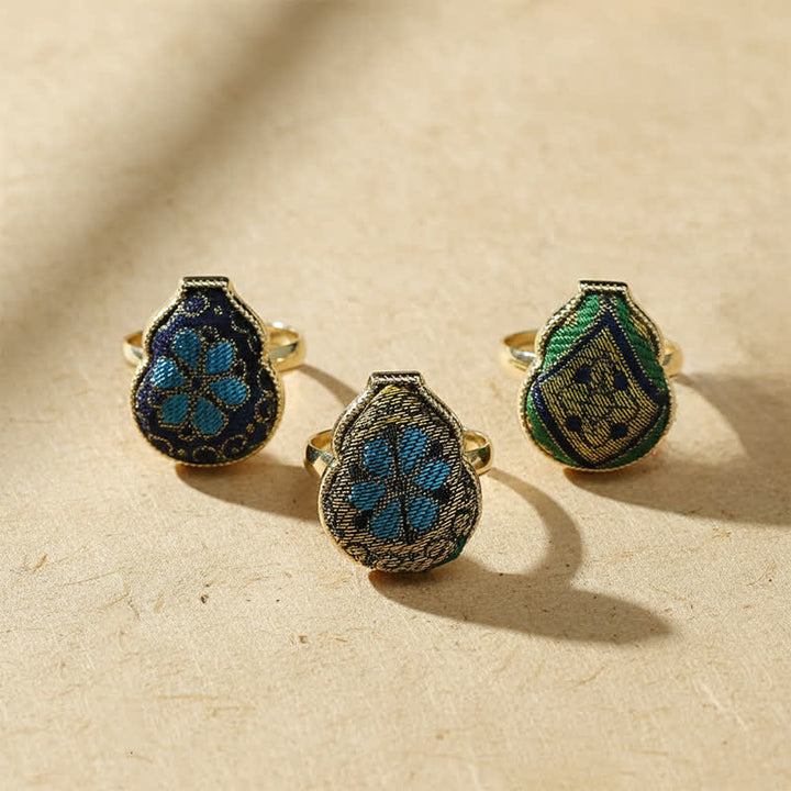 Buddha Stones Song Brokat-Ring in Kürbisform, verstellbar, Vintage-Stil, chinesischer Stil - image 11