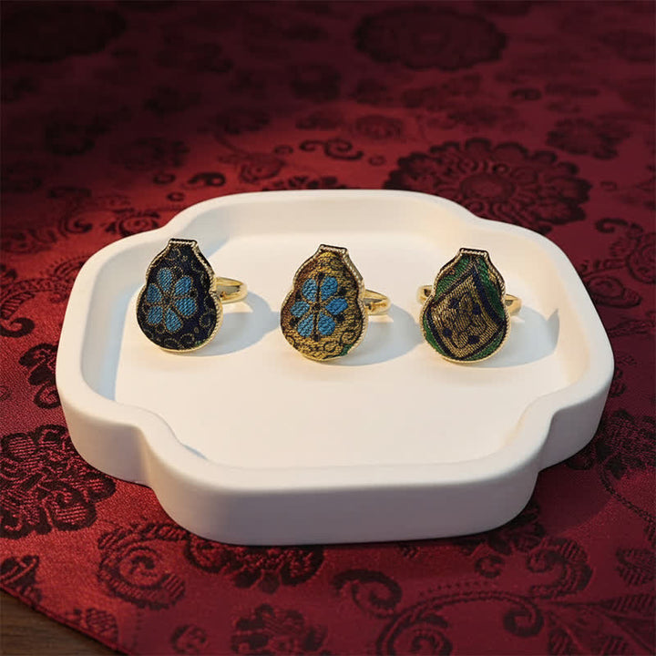 Buddha Stones Song Brokat-Ring in Kürbisform, verstellbar, Vintage-Stil, chinesischer Stil - image 10