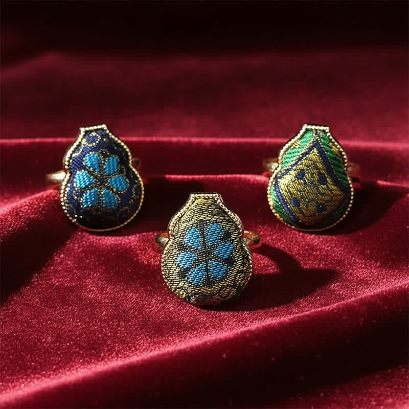 Buddha Stones Song Brokat-Ring in Kürbisform, verstellbar, Vintage-Stil, chinesischer Stil - image 9
