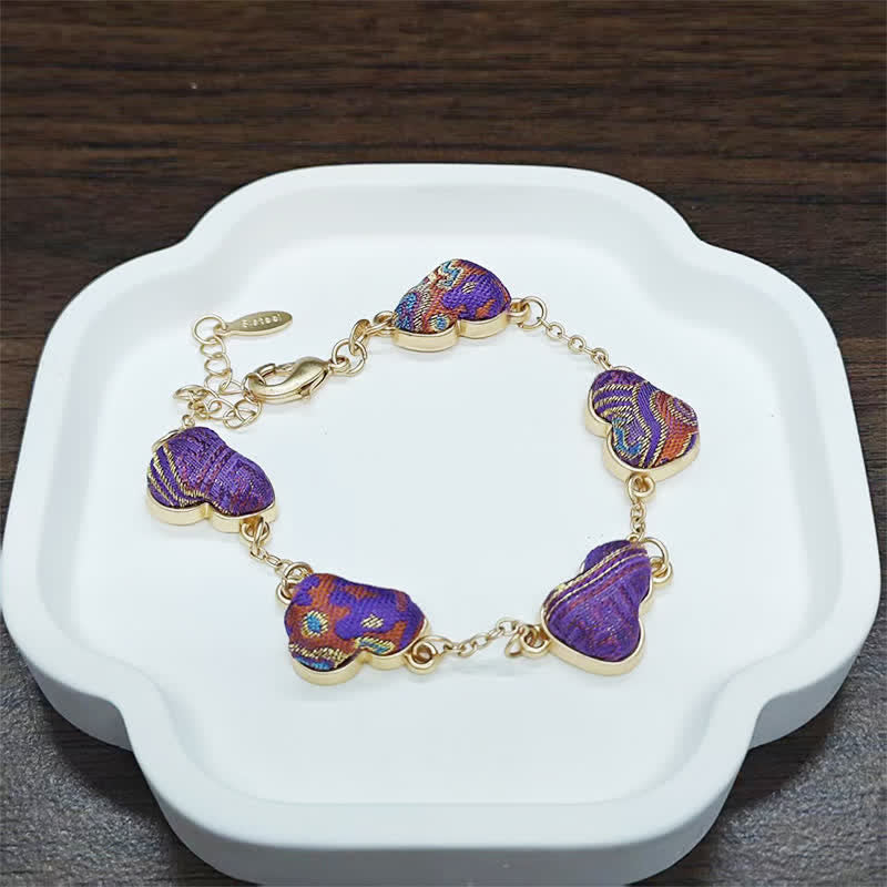 Buddha Stones Song Brocade Gourd Water Ripples Good Fortune Chinese Vintage Armband - Lila-Gold (Gleicher Farbton – Muster variiert) - image 9