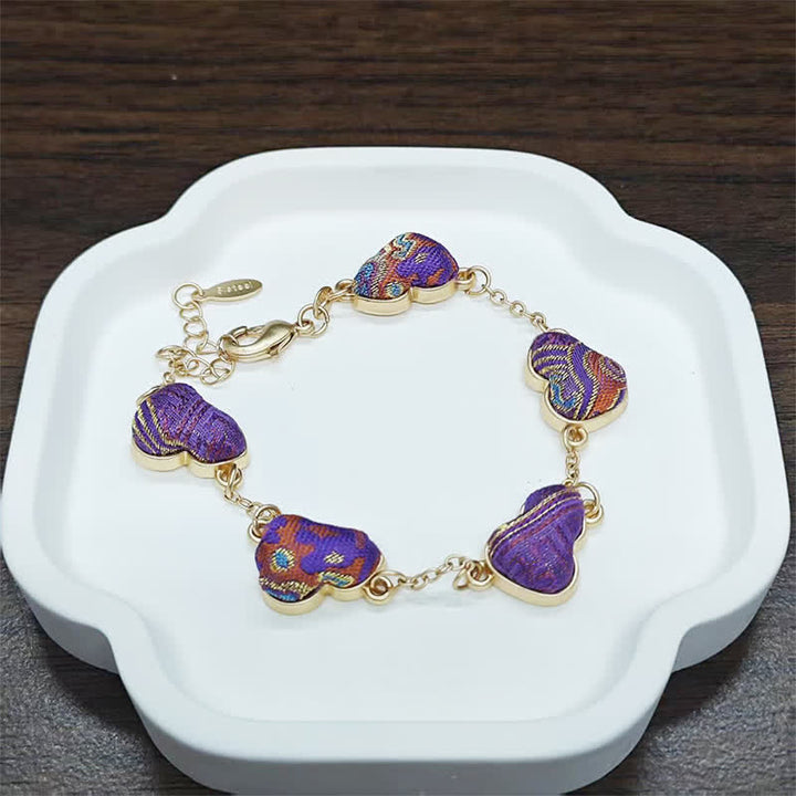 Buddha Stones Song Brocade Gourd Water Ripples Good Fortune Chinese Vintage Armband - Lila-Gold (Gleicher Farbton – Muster variiert) - image 9