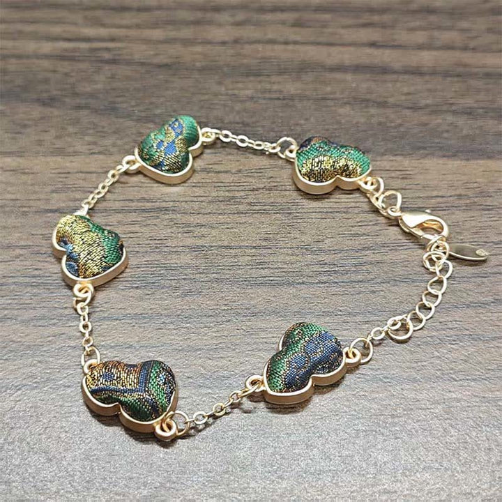 Buddha Stones Song Brocade Gourd Water Ripples Good Fortune Chinese Vintage Armband - Grün (gleicher Farbton – Muster variiert) - image 6