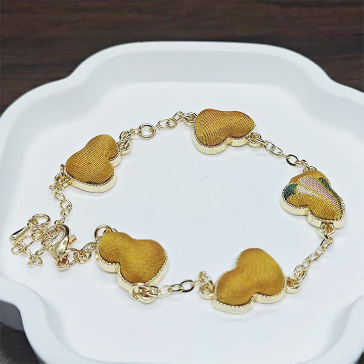 Buddha Stones Song Brocade Gourd Water Ripples Good Fortune Chinese Vintage Armband - Kurkuma (gleicher Farbton – Muster variiert) - image 10