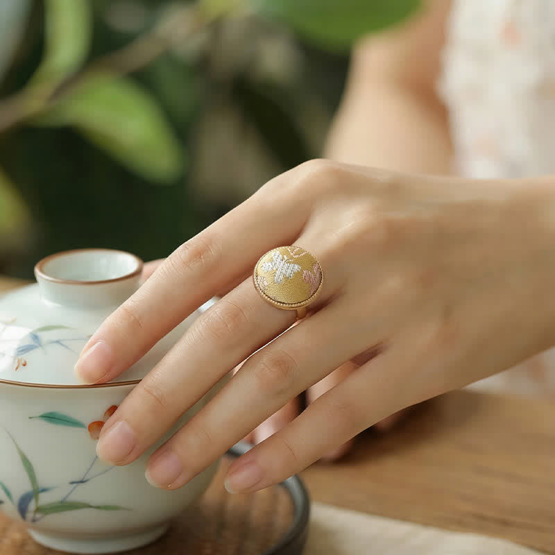 Buddha Stones Runder Ring „Song Brocade“ mit Stickerei und eleganter Ausstrahlung - image 22