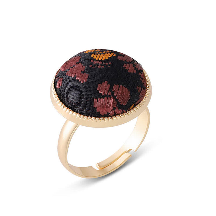 Buddha Stones Runder Ring „Song Brocade“ mit Stickerei und eleganter Ausstrahlung - Schwarz (gleicher Farbton – Muster variiert) - image 15
