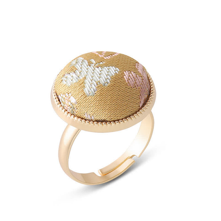 Buddha Stones Runder Ring „Song Brocade“ mit Stickerei und eleganter Ausstrahlung - Champagnergold (gleicher Farbton – Muster variiert) - image 21