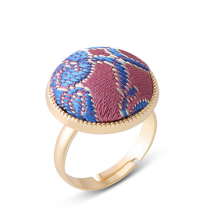 Buddha Stones Runder Ring „Song Brocade“ mit Stickerei und eleganter Ausstrahlung - Lila (gleicher Farbton – Muster variiert) - image 17