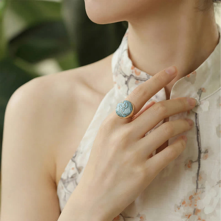 Buddha Stones Runder Ring „Song Brocade“ mit Stickerei und eleganter Ausstrahlung - image 14