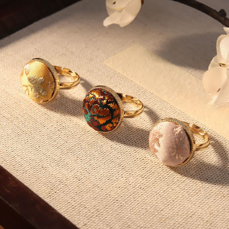 Buddha Stones Runder Ring „Song Brocade“ mit Stickerei und eleganter Ausstrahlung - image 25
