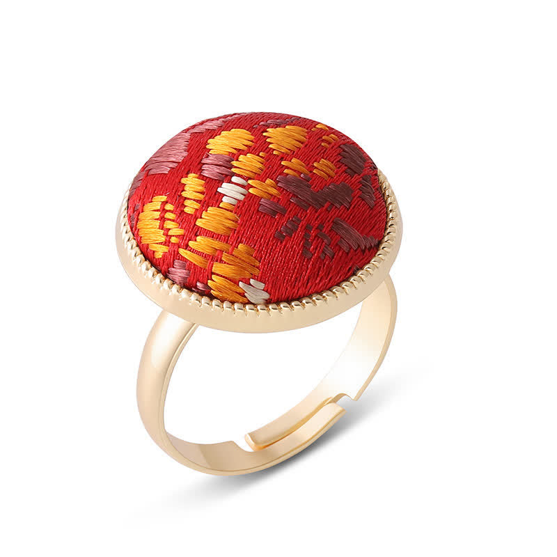 Buddha Stones Runder Ring „Song Brocade“ mit Stickerei und eleganter Ausstrahlung - Rot (gleicher Farbton – Muster variiert) - image 16