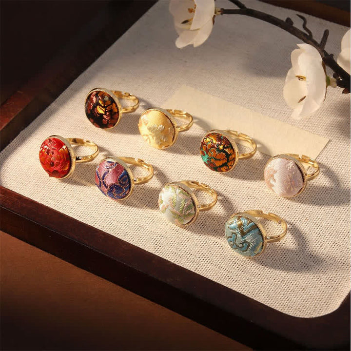 Buddha Stones Runder Ring „Song Brocade“ mit Stickerei und eleganter Ausstrahlung - image 24