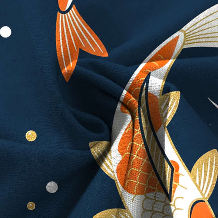 Buddha Stones Damenhose mit Koi-Fischmuster aus Baumwoll-Leinen-Mischgewebe, elastischem Bund, weitem Bein und Taschen - image 4