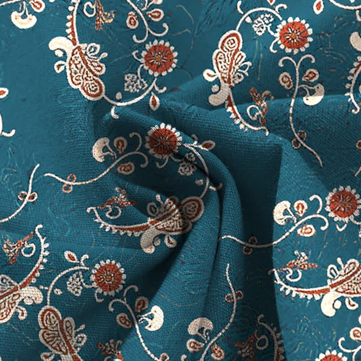 Buddha Stones Damenhose aus Baumwoll-Leinen-Mischgewebe mit floralem Boho-Muster, elastischem Bund, weitem Bein und Taschen - image 4