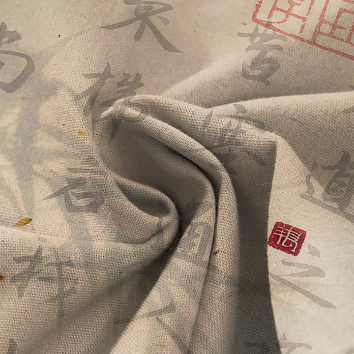 Buddha Stones Baumwoll-Leinen-Hose mit Katzenmuster und Kalligrafie, elastischem Bund, weitem Bein und Taschen - image 4