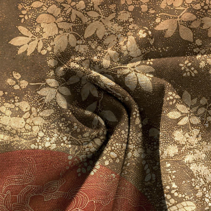 Buddha Stones Baumwoll-Leinen-Hose mit Kranich- und Blumenmuster, elastischem Bund, weitem Bein und Taschen - image 4