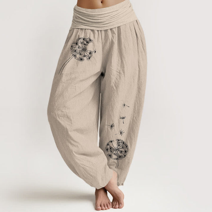 Buddha Stones Haremshose aus reiner Baumwolle mit Löwenzahnsamenmuster und elastischem Bund für Damen - Bräunen - US16, UK/AU20, EU48 (3XL) - image 14