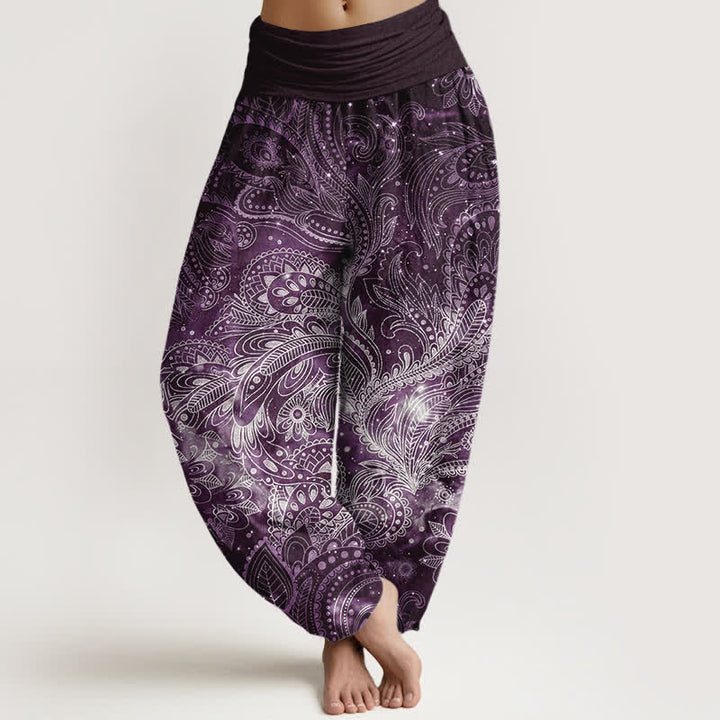 Buddha Stones Elegante Haremshose aus reiner Baumwolle mit Paisleymuster und elastischem Bund. - Lila - US16, UK/AU20, EU48 (3XL) - image 5