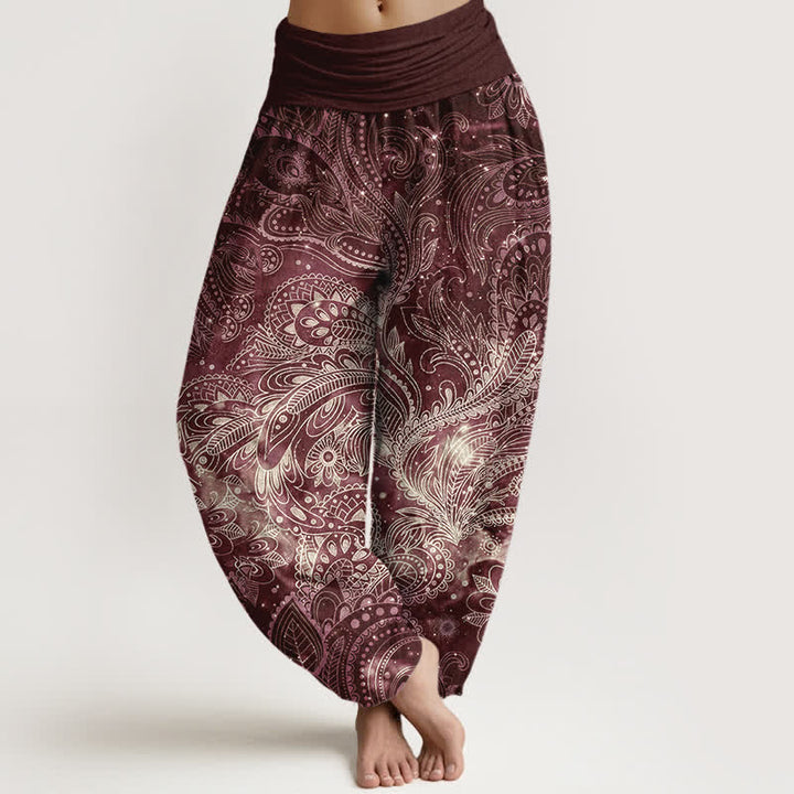 Buddha Stones Elegante Haremshose aus reiner Baumwolle mit Paisleymuster und elastischem Bund. - Kastanienbraun - US16, UK/AU20, EU48 (3XL) - image 8