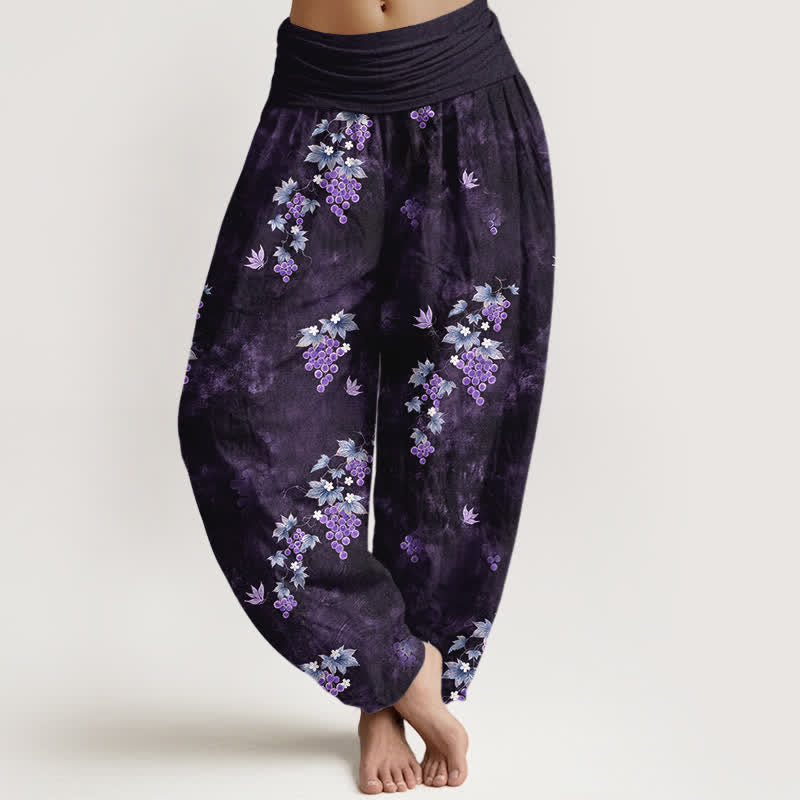 Buddha Stones Baumwoll-Haremshose mit Vintage-Weinrebenmuster und elastischem Bund für Damen - Indigo - US16, UK/AU20, EU48 (3XL) - image 8