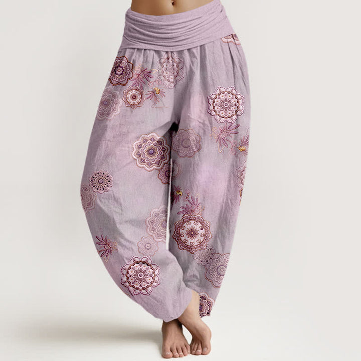 Buddha Stones Haremshose aus reiner Baumwolle mit Mandala-Blumenmuster und elastischem Bund für Damen - Lavendel - US16, UK/AU20, EU48 (3XL) - image 8