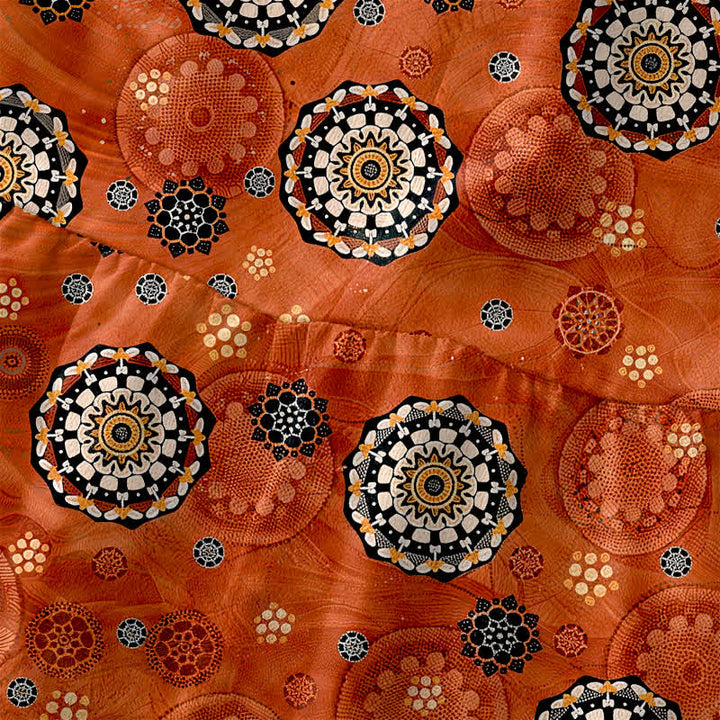 Buddha Stones Lässiges Sommerkleid im Boho-Stil mit Mandala-Medaillonmuster, ärmellos, Midi-Länge und Taschen - image 1