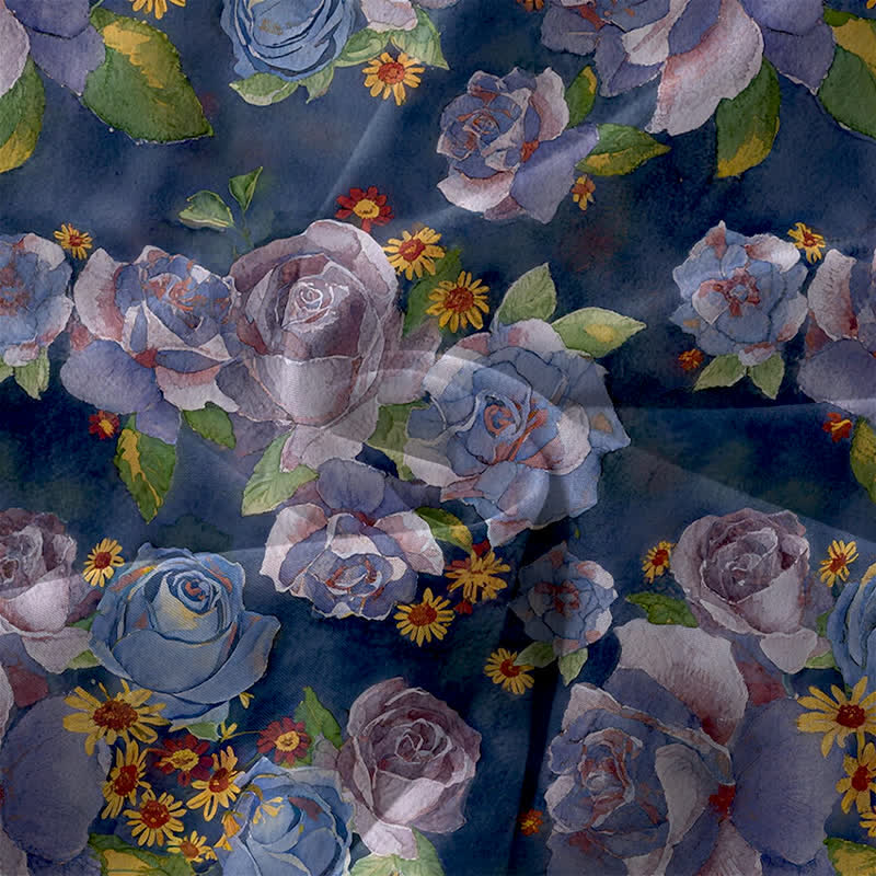 Buddha Stones Lässiges, sommerliches Damen-Midikleid mit Vintage-Rosenmuster, ärmellos und mit Taschen - image 3