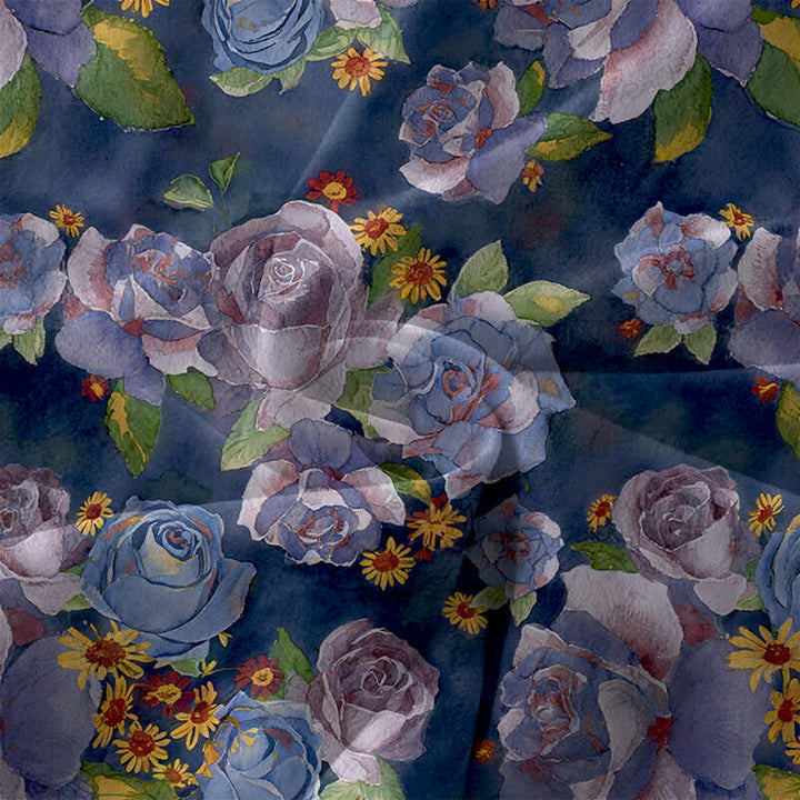 Buddha Stones Lässiges, sommerliches Damen-Midikleid mit Vintage-Rosenmuster, ärmellos und mit Taschen - image 3