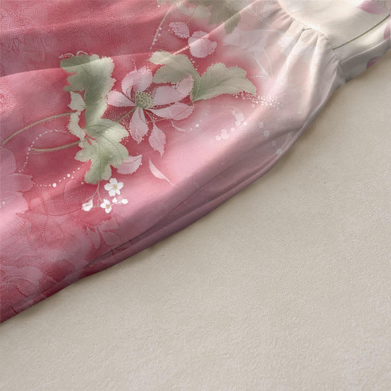 Buddha Stones Lässiges, sommerliches, ärmelloses Midikleid für Damen mit floralem Farbverlauf und Taschen - image 2