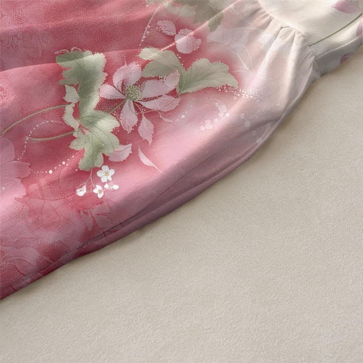 Buddha Stones Lässiges, sommerliches, ärmelloses Midikleid für Damen mit floralem Farbverlauf und Taschen - image 2