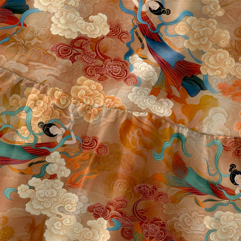 Buddha Stones Sommerliches, lässiges, ärmelloses Midikleid für Damen mit östlichem Wolkenmuster und Taschen - image 1