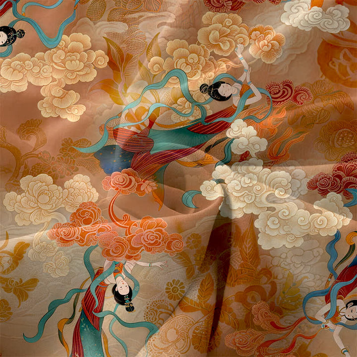 Buddha Stones Sommerliches, lässiges, ärmelloses Midikleid für Damen mit östlichem Wolkenmuster und Taschen - image 3