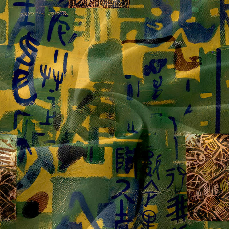 Buddha Stones Sommerliches, lässiges, ärmelloses Midikleid für Damen mit abstraktem, geometrischem Patchwork-Muster und Taschen - image 3