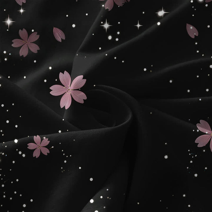 Buddha Stones Lässiges Sommerkleid für Damen mit Kirschblüten- und Sternenmuster, ärmellos, Midi-Länge und Taschen - image 3