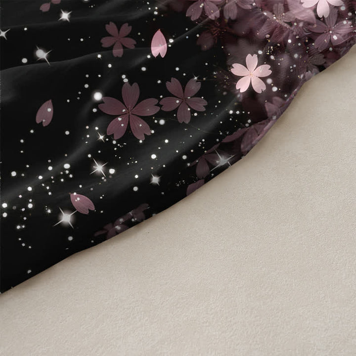 Buddha Stones Lässiges Sommerkleid für Damen mit Kirschblüten- und Sternenmuster, ärmellos, Midi-Länge und Taschen - image 2