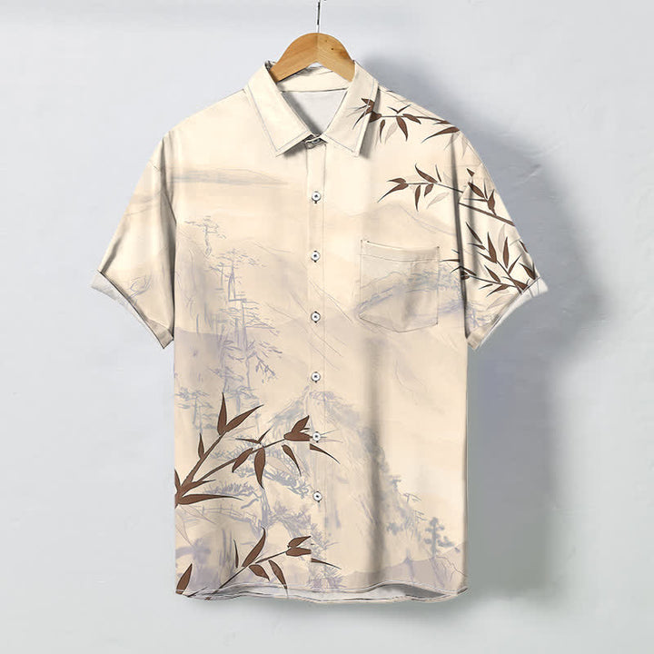 Buddha Stones Kurzarmhemd mit Bambusmuster und Knöpfen, atmungsaktiv, Herren, Kurzarm - Leinen - US/ UK/AU48, EU58 (4XL) - image 6