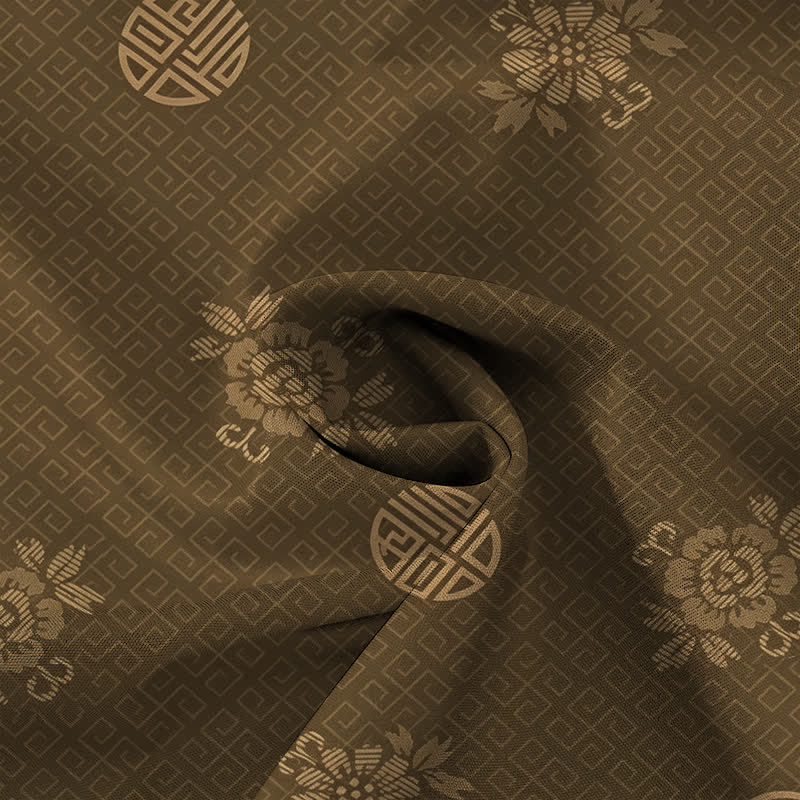Buddha Stones Atmungsaktives Herren-Kurzarmhemd mit geometrischem Blumenmedaillonmuster und Knöpfen - image 4