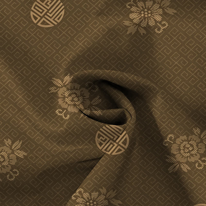 Buddha Stones Atmungsaktives Herren-Kurzarmhemd mit geometrischem Blumenmedaillonmuster und Knöpfen - image 4