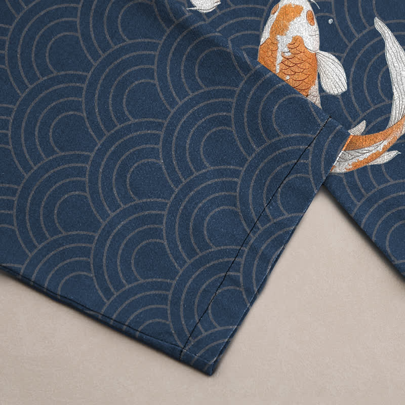 Buddha Stones Herrenhose aus Baumwolle mit Koi-Fisch-Wellenmuster, schmal zulaufend und mit Taschen - image 3